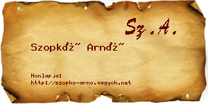 Szopkó Arnó névjegykártya